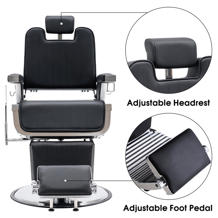 BarberPub Heavy Duty Vintage Barber Chair Hydraulic Recline Shampoo Beauty Spa Salon Equipment 3819