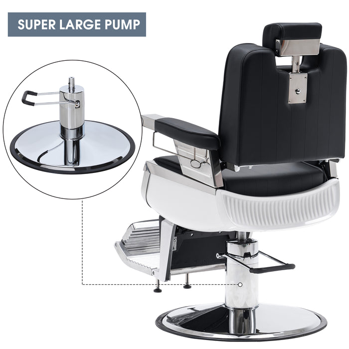 BarberPub Heavy Duty Vintage Barber Chair Hydraulic Recline Shampoo Beauty Spa Salon Equipment 3819