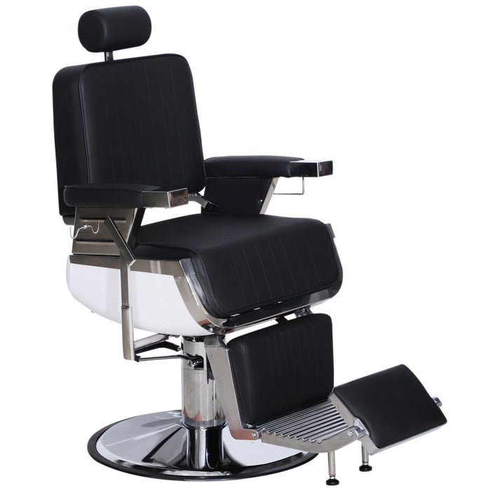 BarberPub Classic Modern Heavy Duty Metal Vintage Barber Chair All Purpose Hydraulic Reclining Salon Beauty Professional Equipment 3823