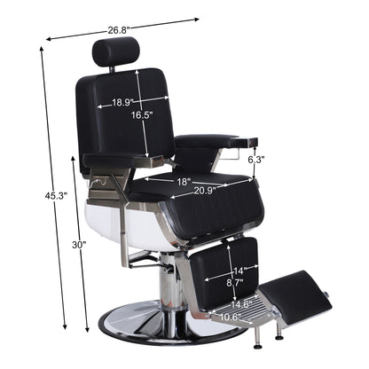 BarberPub Modern Reclining Barber Chair,Heavy-Duty All Purpose Barbershop Equipment 3823