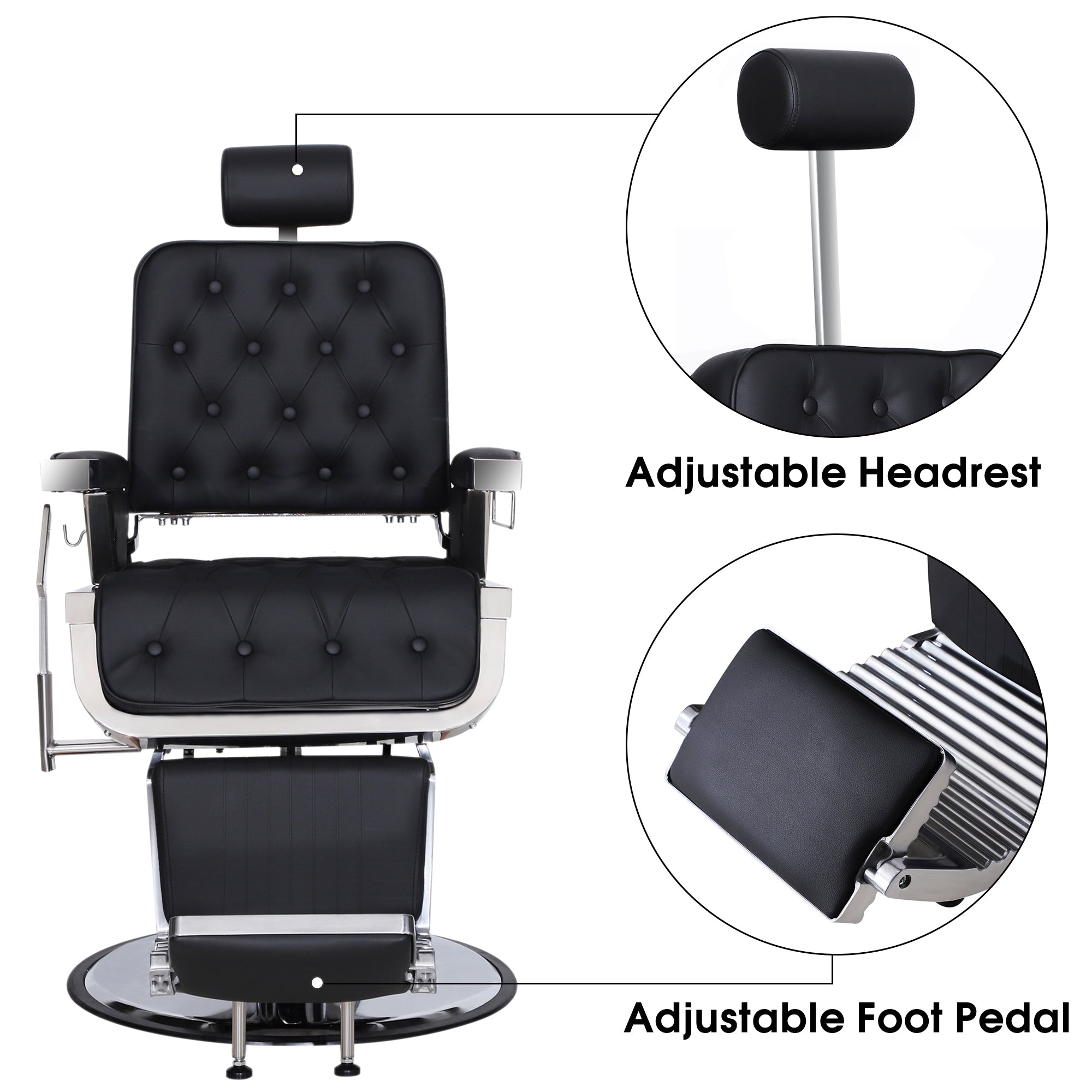 BarberPub Reclining Barber Chair, Heavy Duty Hydraulic Salon Chair for BarberShop 3833