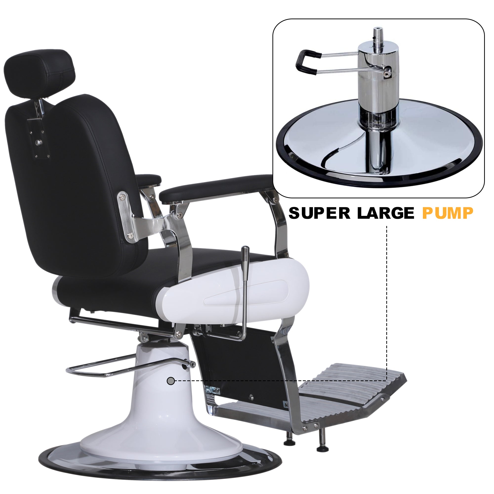 BarberPub Heavy Duty Metal Vintage Barber Chair, Recline Salon Beauty Spa Chair 3835