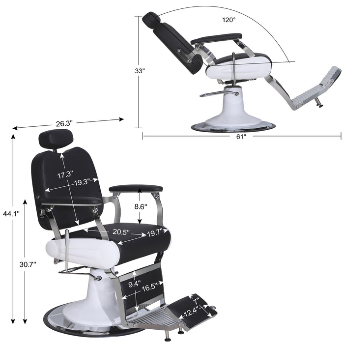 BarberPub Heavy Duty Metal Vintage Barber Chair All Purpose Hydraulic Recline Salon Beauty Spa Chair Styling Equipment 3835