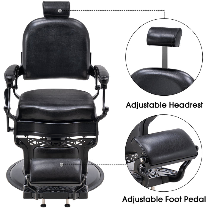 BarberPub Heavy Duty Vintage Barber Chair All Purpose Hydraulic Recline Salon Beauty Spa Equipment 3850