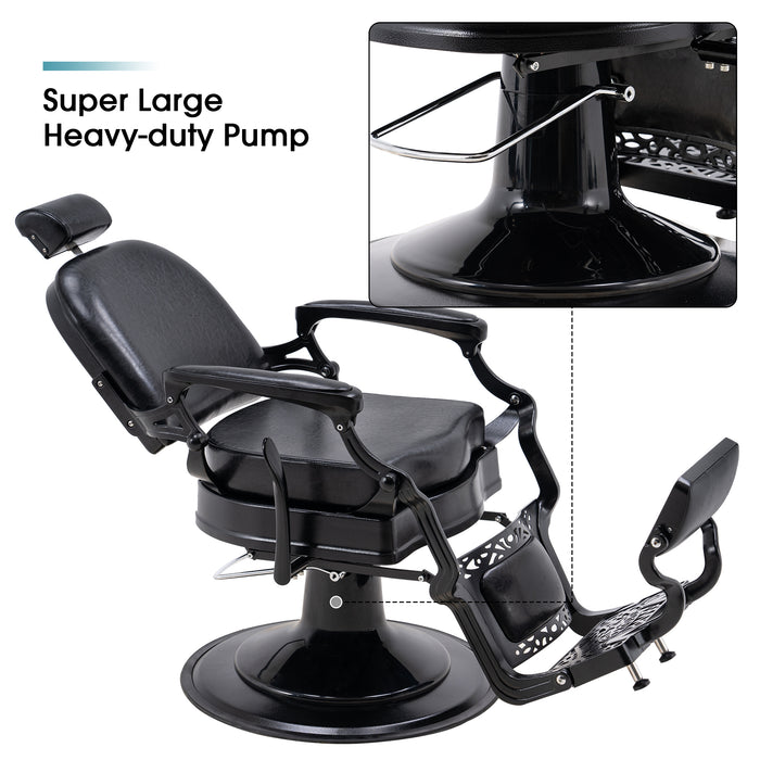 BarberPub Heavy Duty Vintage Barber Chair All Purpose Hydraulic Recline Salon Beauty Spa Equipment 3850