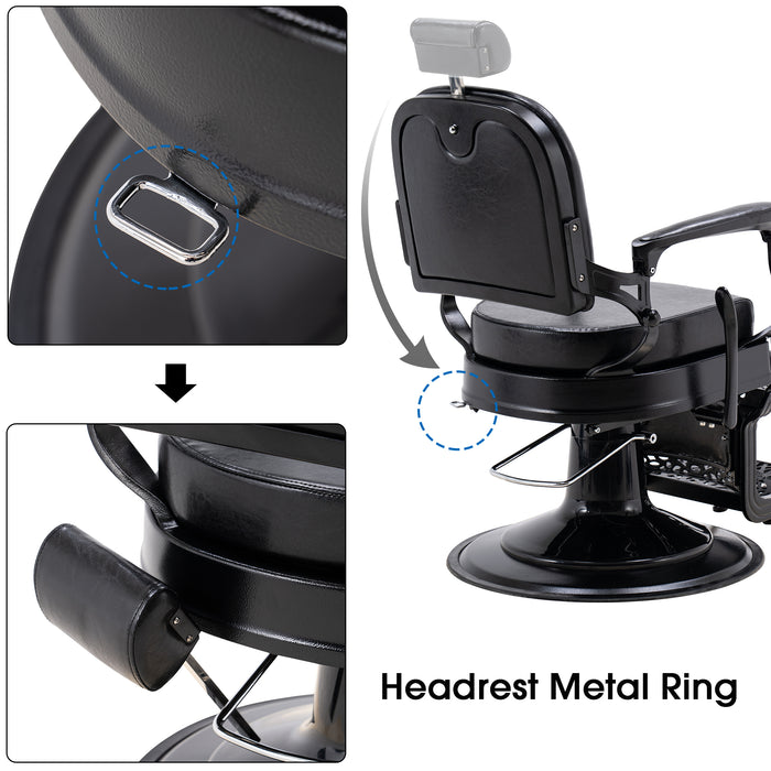 BarberPub Heavy Duty Vintage Barber Chair All Purpose Hydraulic Recline Salon Beauty Spa Equipment 3850