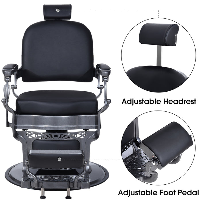 BarberPub Heavy Duty Vintage Barber Chair All Purpose Hydraulic Recline Salon Beauty Spa Equipment 3850