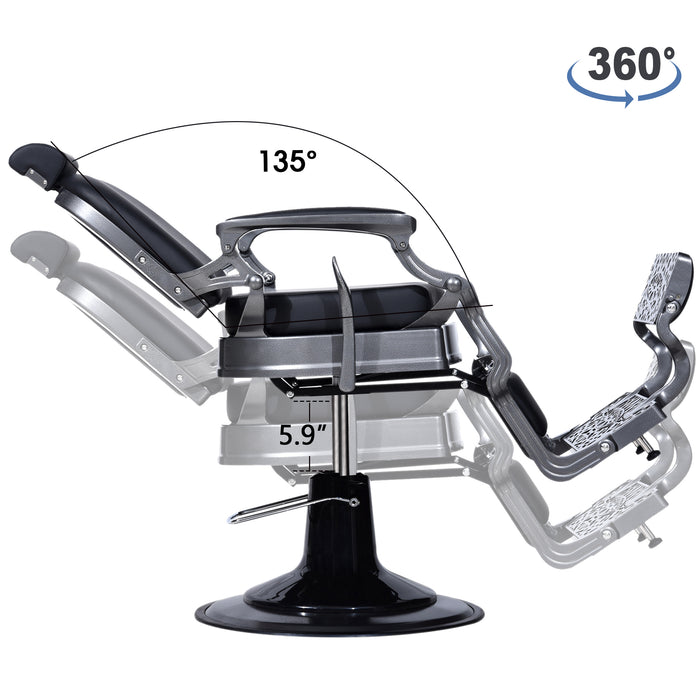 BarberPub Heavy Duty Vintage Barber Chair All Purpose Hydraulic Recline Salon Beauty Spa Equipment 3850