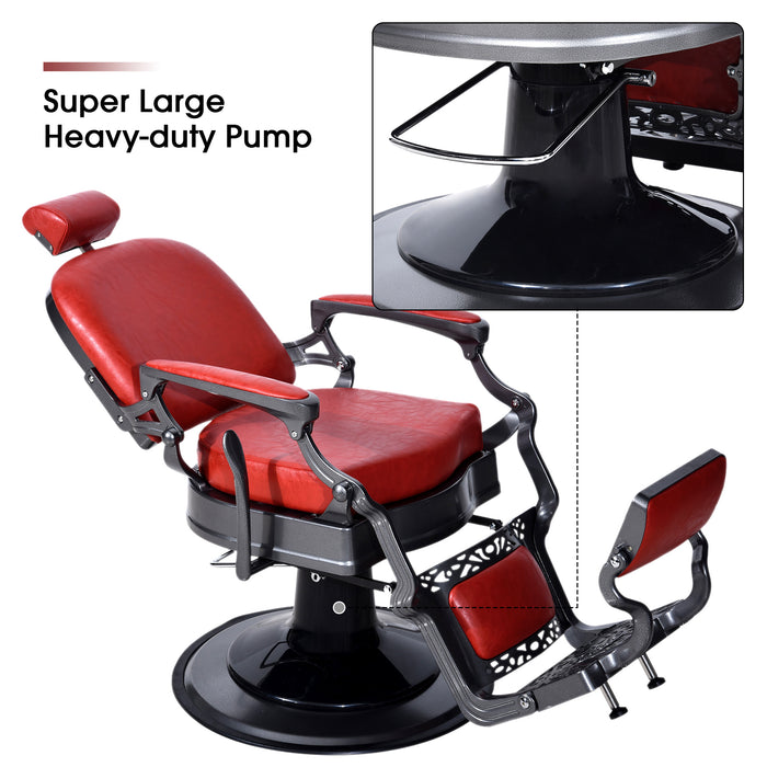 BarberPub Heavy Duty Vintage Barber Chair All Purpose Hydraulic Recline Salon Beauty Spa Equipment 3850
