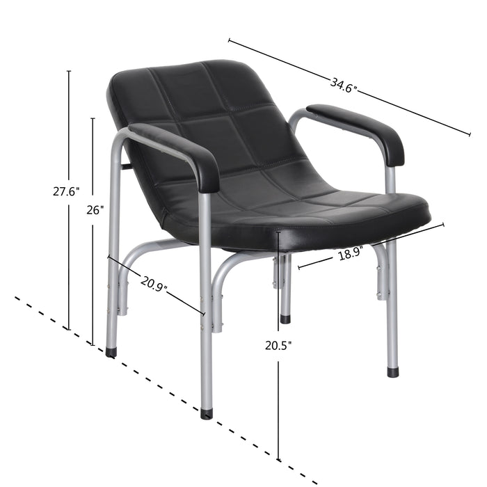 BarberPub Shampoo Chair Comfort Curve Hair Barber Beauty Salon Steel Frame Equipment 6154-7011 Black