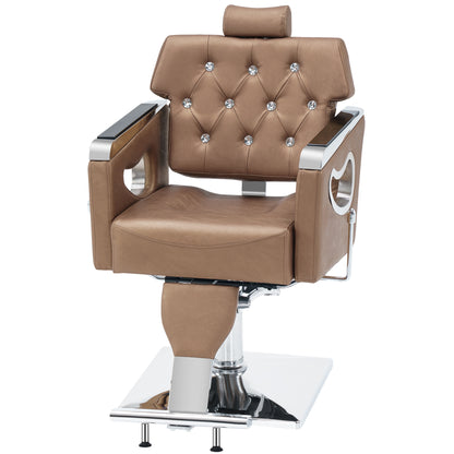 BarberPub Reclining Barber Chair for Hair Stylist, Hair Beauty Spa Salon Chair 8132