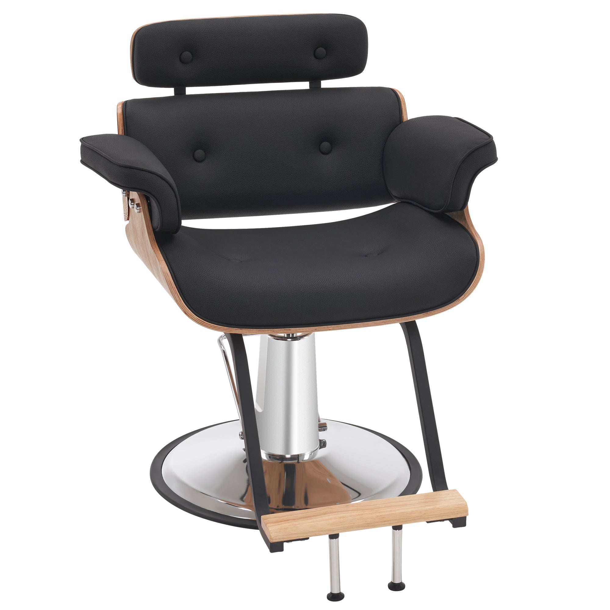 BarberPub Hydraulic Salon Chair,Curved Wood Frame Hair Cutting Styling Chair 8261