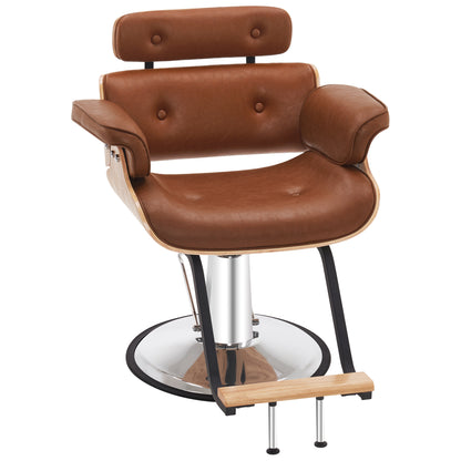 BarberPub Hydraulic Salon Chair,Curved Wood Frame Hair Cutting Styling Chair 8261