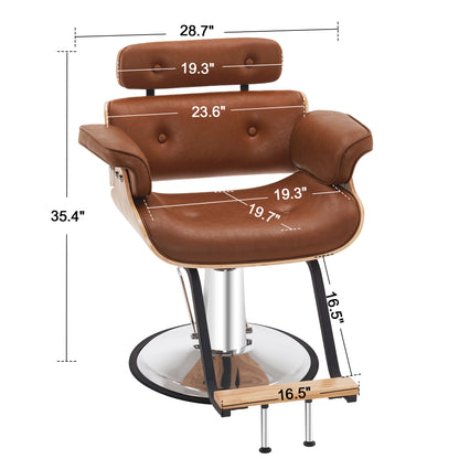 BarberPub Hydraulic Salon Chair,Curved Wood Frame Hair Cutting Styling Chair 8261