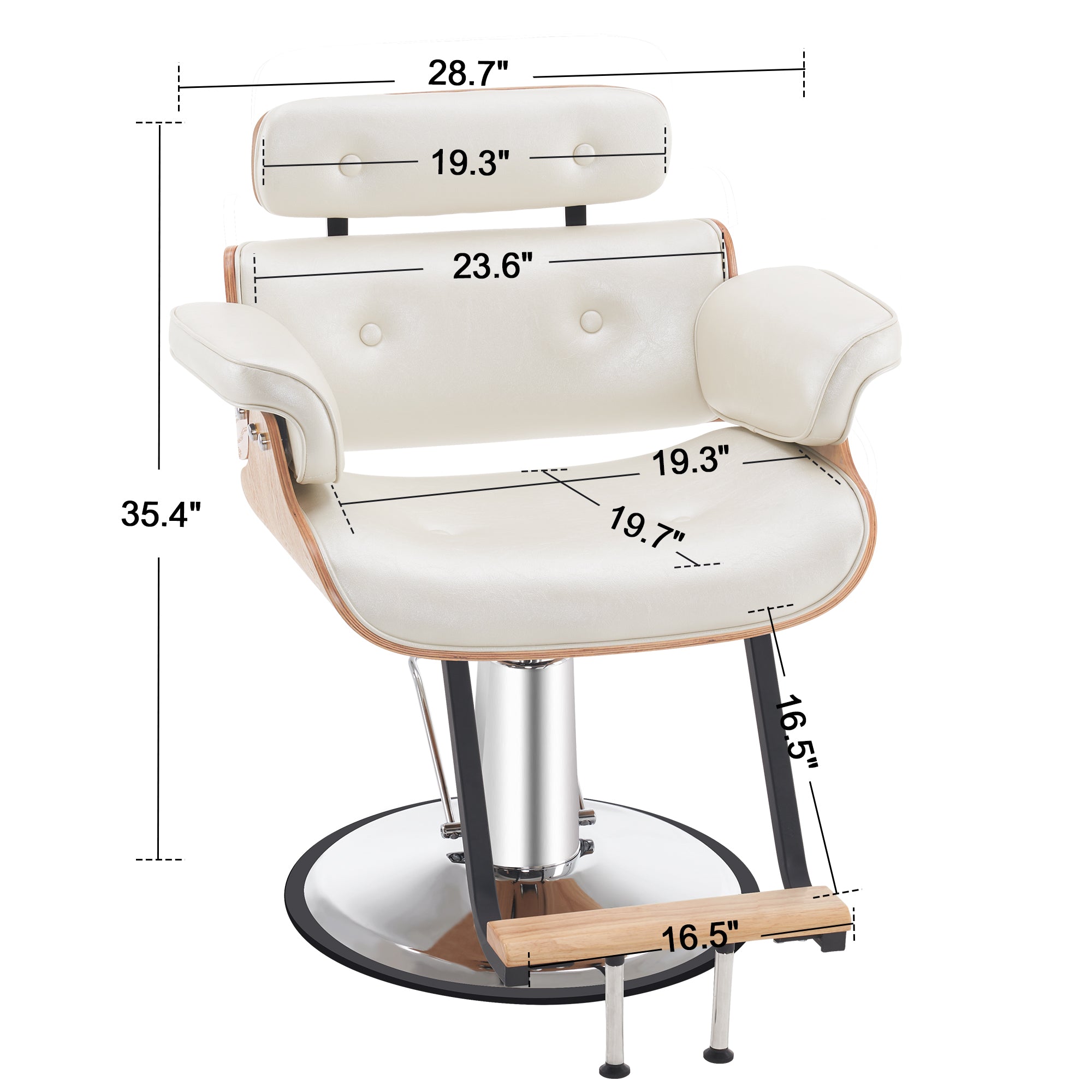 BarberPub Hydraulic Salon Chair,Curved Wood Frame Hair Cutting Styling Chair 8261