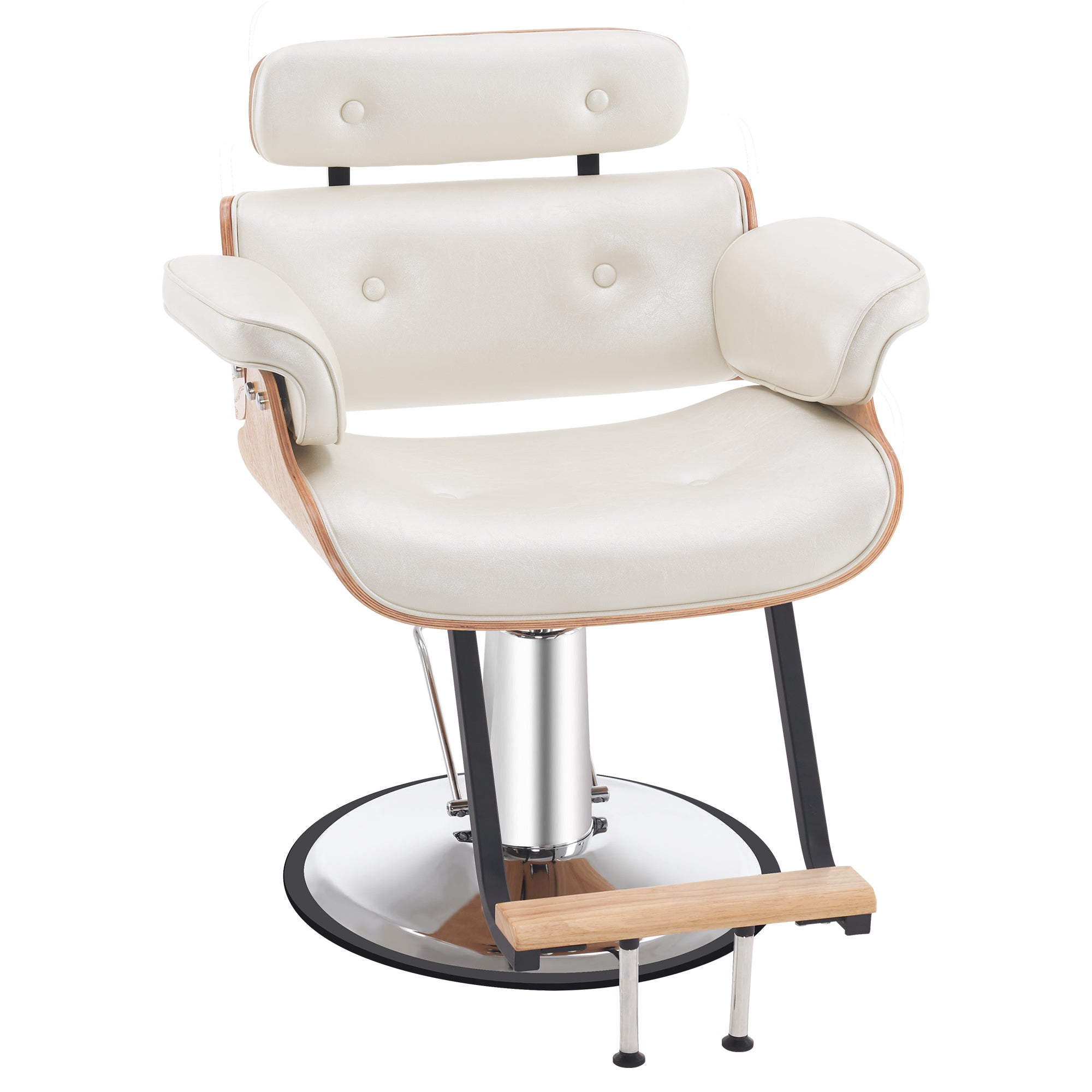 BarberPub Hydraulic Salon Chair,Curved Wood Frame Hair Cutting Styling Chair 8261