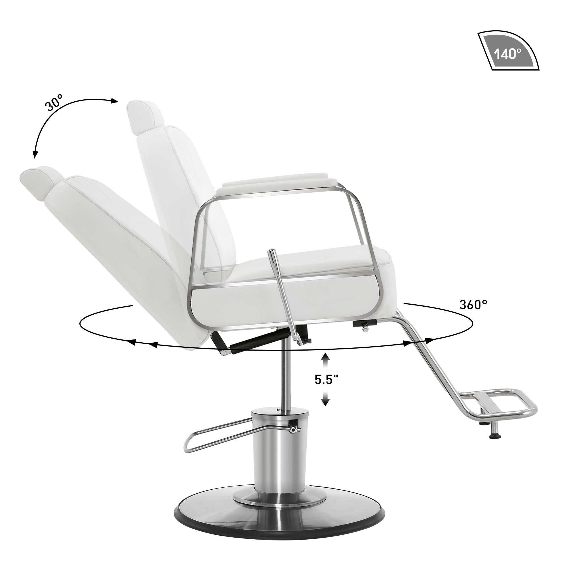 BarberPub Barber Chair for Hair Stylist, All Purpose Reclining Salon Styling Chair 8548