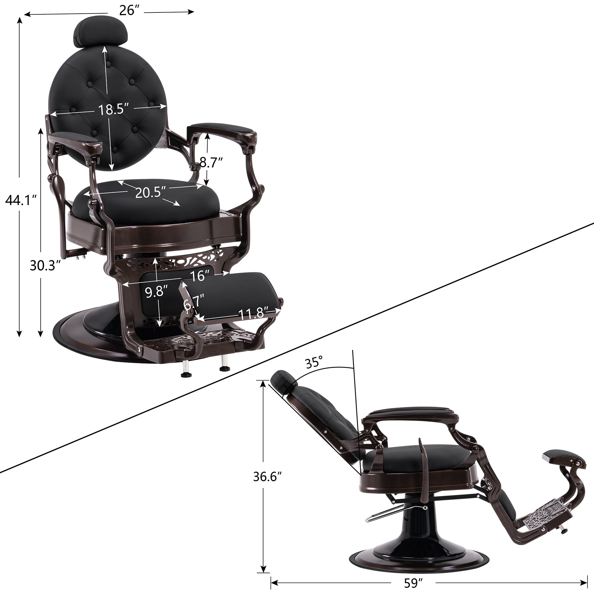 BarberPub Heavy Duty Barber Chair, All Purpose Hydraulic Reclining Salon Chair 8888