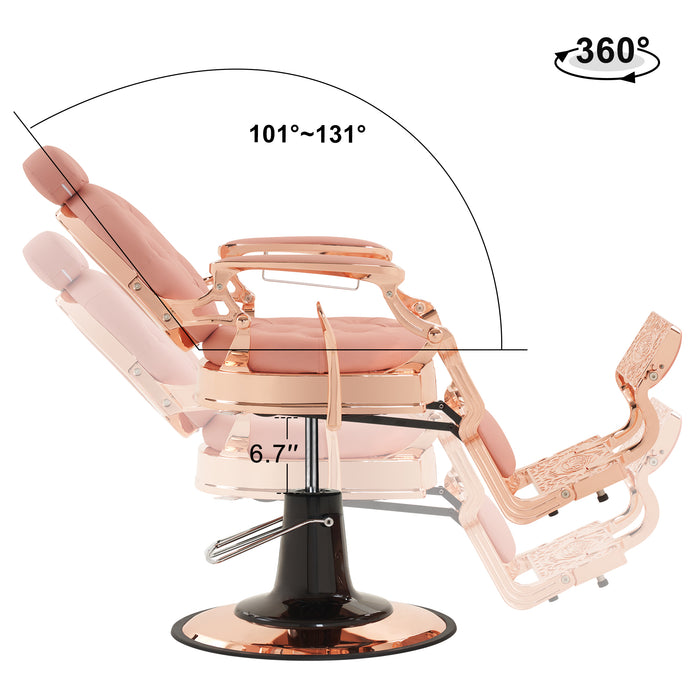 BarberPub Heavy Duty Metal Vintage Barber Chair All Purpose Hydraulic Recline Salon Beauty Spa Chair Styling Equipment 8914