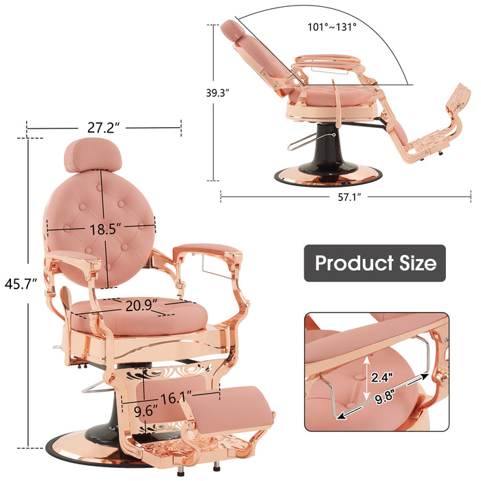 BarberPub Heavy Duty Metal Vintage Barber Chair All Purpose Hydraulic Recline Salon Beauty Spa Chair Styling Equipment 8914