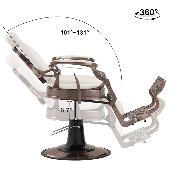 BarberPub Heavy Duty Metal Vintage Barber Chair All Purpose Hydraulic Recline Salon Beauty Spa Chair Styling Equipment 8914