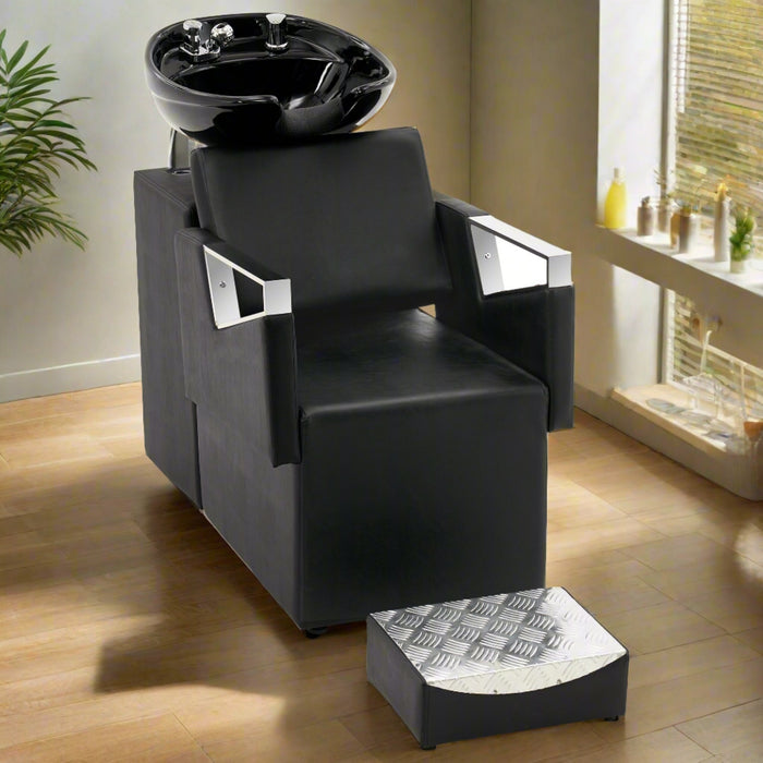 BarberPub Shampoo Barber Classic Chair, Ceramic Shampoo Bowl Sink Chair Station for Spa Beauty Salon 9080