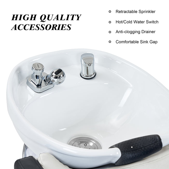 BarberPub Backwash Ceramic Shampoo Bowl Sink Chair Station Spa Salon Beauty Bowls 9089