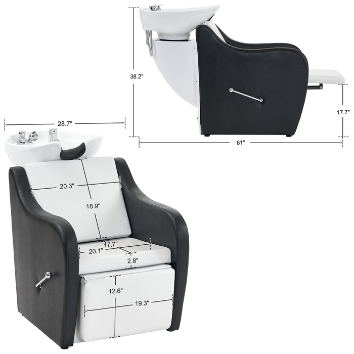 BarberPub Backwash Ceramic Shampoo Bowl Sink Chair Station Spa Salon Beauty Bowls 9089