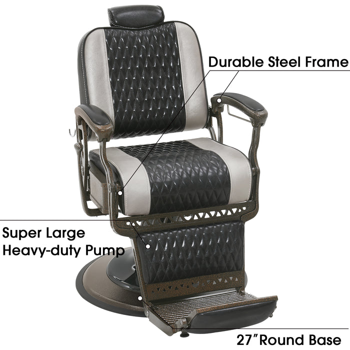 BarberPub Heavy Duty Metal Vintage Barber Chair All Purpose Reclining Hydraulic Pump Salon Beauty Spa Chair Hair Styling Equipment 9216