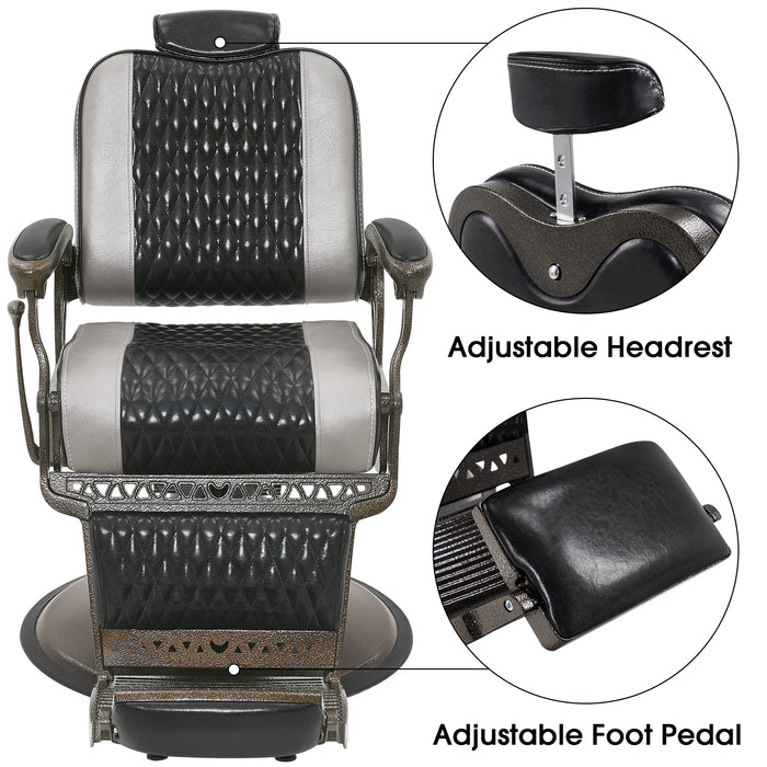 BarberPub Heavy Duty Metal Vintage Barber Chair All Purpose Reclining Hydraulic Pump Salon Beauty Spa Chair Hair Styling Equipment 9216