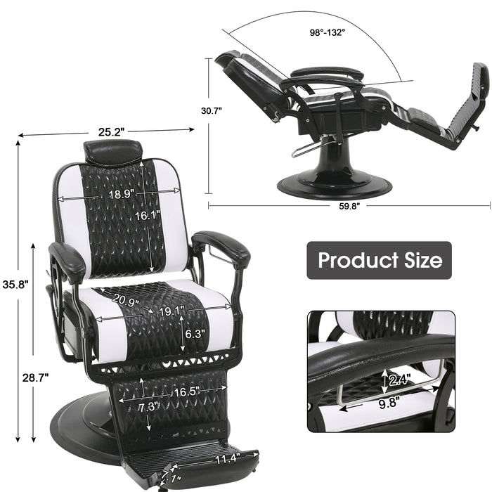 BarberPub Heavy Duty Metal Vintage Barber Chair All Purpose Reclining Hydraulic Pump Salon Beauty Spa Chair Hair Styling Equipment 9216