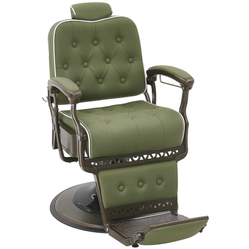 BarberPub Classic Barber Chair Reclining for Hair Stylist Spa Salon Styling Beauty Equipment 9180, Green