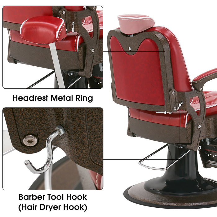 BarberPub Heavy Duty Metal Vintage Barber Chair All Purpose Reclining Hydraulic Pump Salon Beauty Spa Chair Hair Styling Equipment 9218