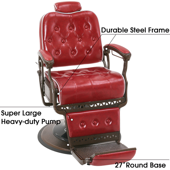 BarberPub Heavy Duty Metal Vintage Barber Chair All Purpose Reclining Hydraulic Pump Salon Beauty Spa Chair Hair Styling Equipment 9218