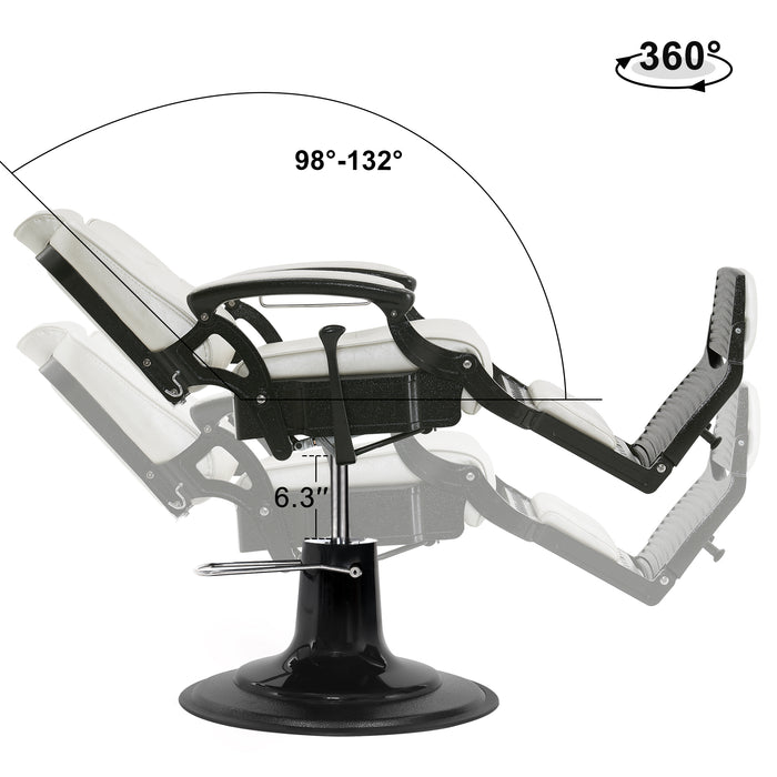 BarberPub Heavy Duty Metal Vintage Barber Chair All Purpose Reclining Hydraulic Pump Salon Beauty Spa Chair Hair Styling Equipment 9218