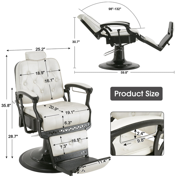 BarberPub Heavy Duty Metal Vintage Barber Chair All Purpose Reclining Hydraulic Pump Salon Beauty Spa Chair Hair Styling Equipment 9218