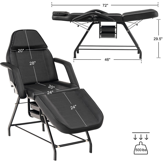 BarberPub Professional Massage Chair Tattoo Bed, Adjustable Multi-purpose Spa Table with Storage Baskets for Massage, Spa, Tattoo, Facial Care, Waxing 6154-9612