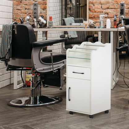 BarberPub Salon Cart with Cabinet Barber Rolling Trolley for Hair Stylist with Wheels 2013