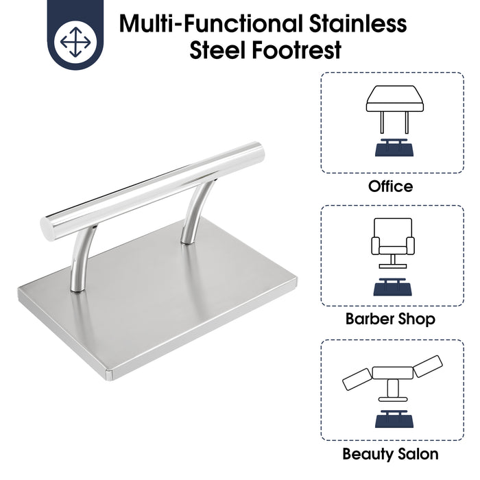 BarberPub Stainless Steel Footrest Barber Chair Foot Rest Parts for Hairdressing Salon Beauty Spa Equipment FOT01