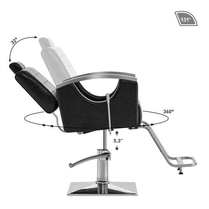 BarberPub Classic Barber Chair Reclining Salon Chair for Hair Stylist, Heavy Duty Hair Spa Salon Styling Beauty Equipment 9180
