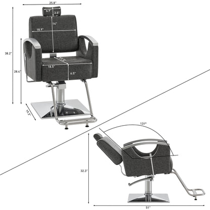 BarberPub Barber Chair for Barbershop,Reclining Salon Chair for Hair Stylist 9180