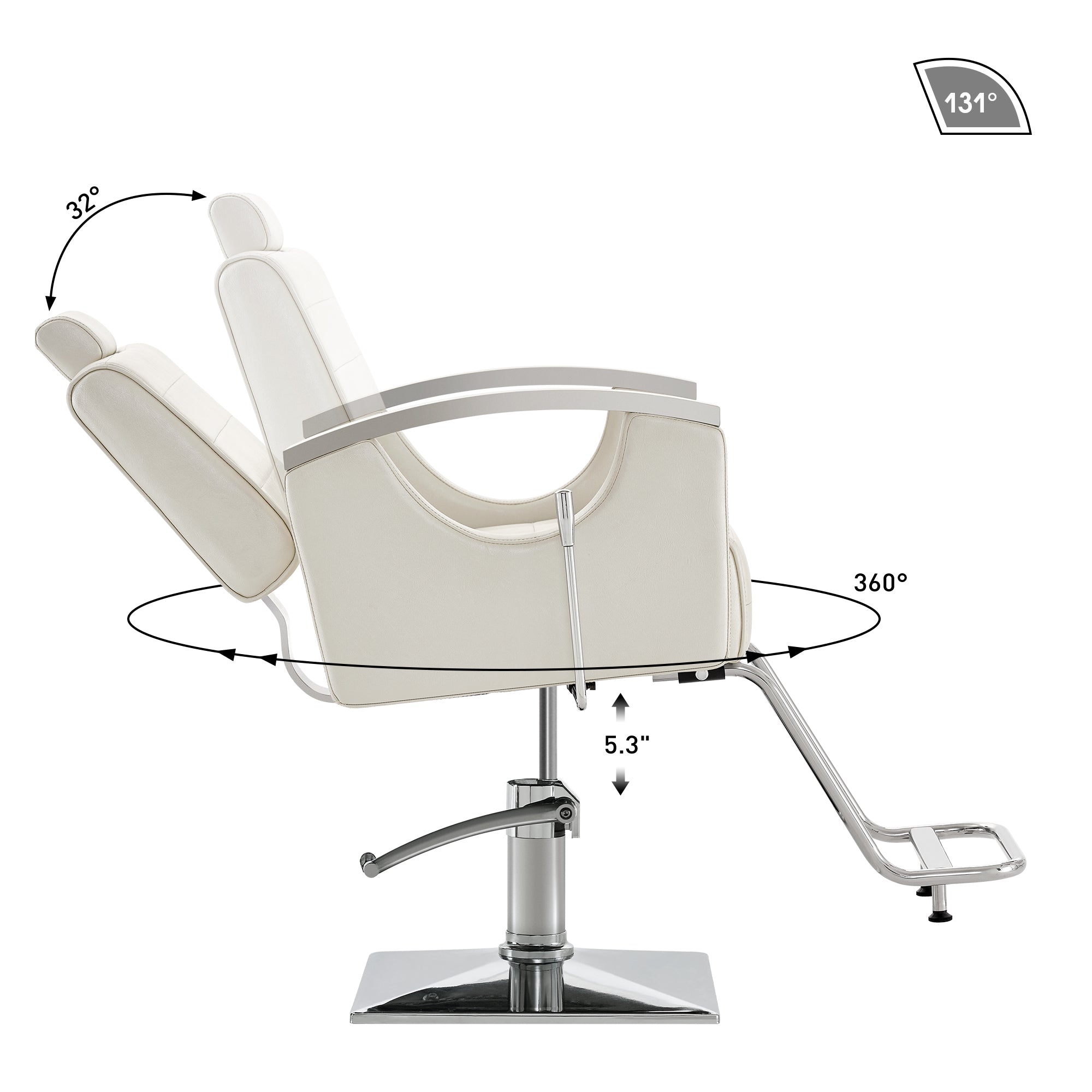 BarberPub Barber Chair for Barbershop,Reclining Salon Chair for Hair Stylist 9180