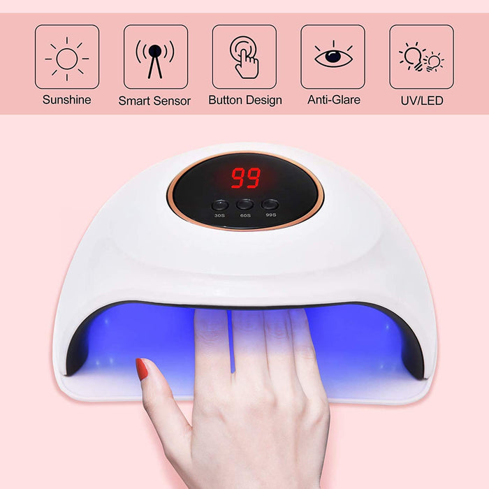 BarberPub UV LED Nail Lamp for Gel Polish 90W, Gel Nail lampUV Nail Light LED Dryer with 3 Timer Setting, Nail Art Tools with Auto Sensor 6154-SL08W