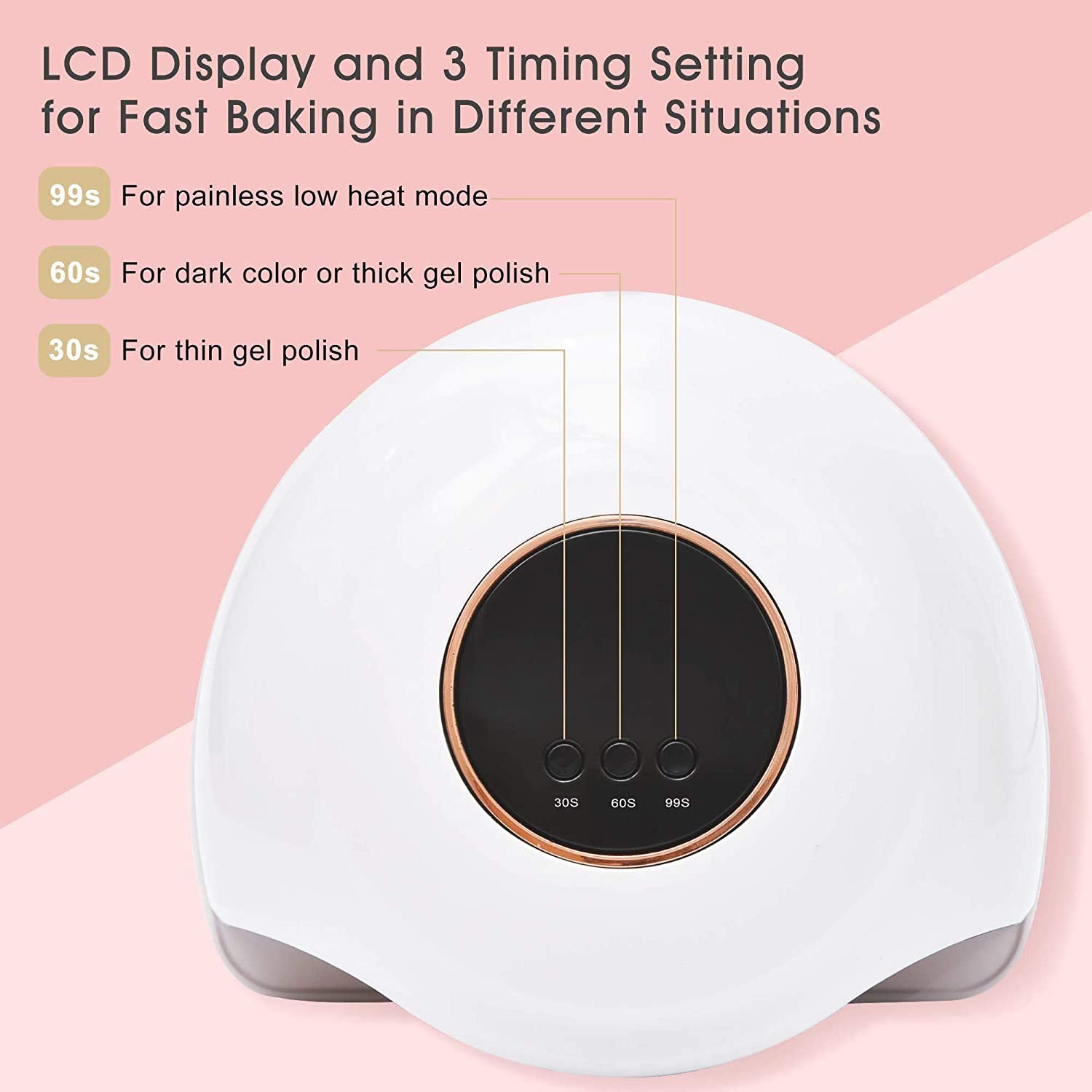 BarberPub UV LED Nail Lamp for Gel Polish 90W, Gel Nail lampUV Nail Light LED Dryer with 3 Timer Setting, Nail Art Tools with Auto Sensor 6154-SL08W