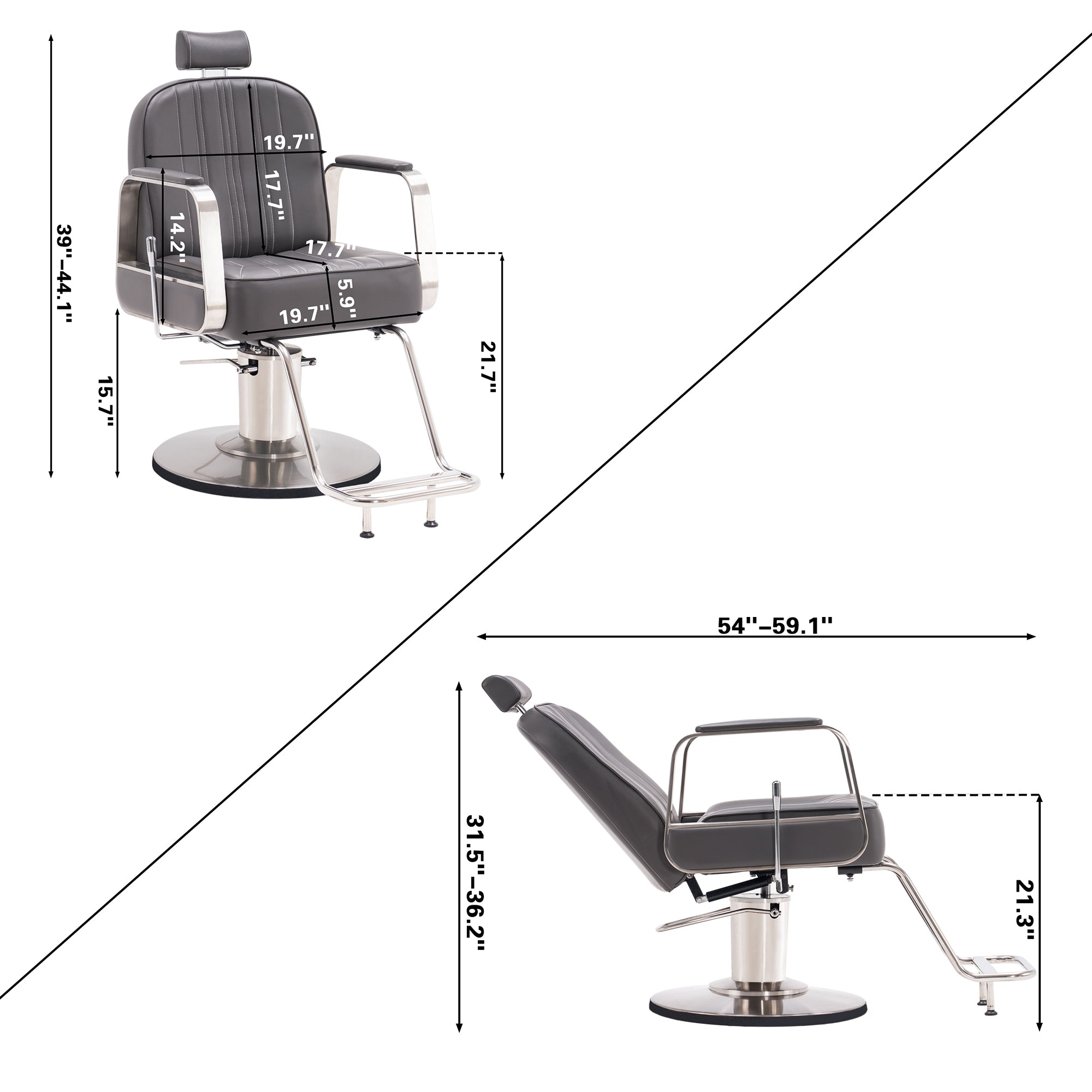 BarberPub Barber Chair for Hair Stylist, All Purpose Reclining Salon Styling Chair 8548