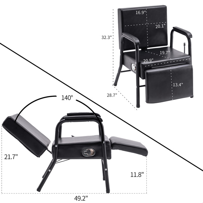 BarberPub Reclining shampoo chair lounge chair with footrest for hair stylist salon spa equipment 6154-8145