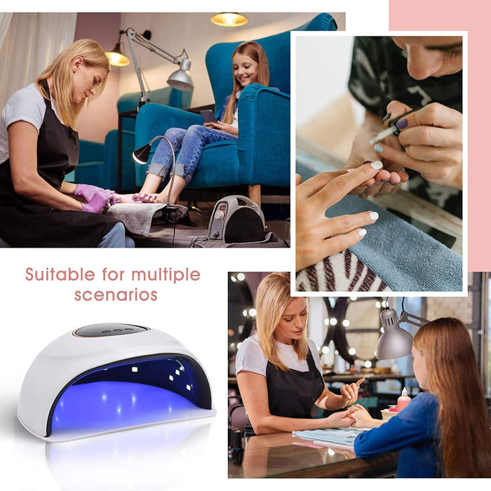 BarberPub UV LED Nail Lamp for Gel Polish 90W, Gel Nail lampUV Nail Light LED Dryer with 3 Timer Setting, Nail Art Tools with Auto Sensor 6154-SL08W