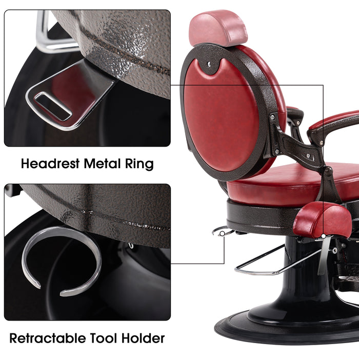 BarberPub Heavy Duty Metal Vintage Barber Chair All Purpose Hydraulic Recline Salon Beauty Spa Chair Styling Equipment 2933