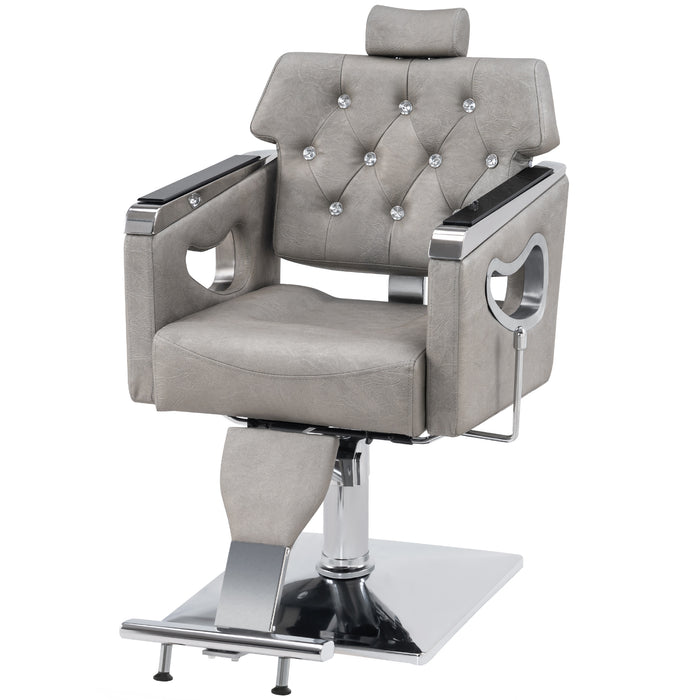 BarberPub Barber Chair Reclining Salon Chair for Hair Stylist, Antique Hair Spa Salon Styling Beauty Equipment 8132 ( 5’’ Seat Cushion)