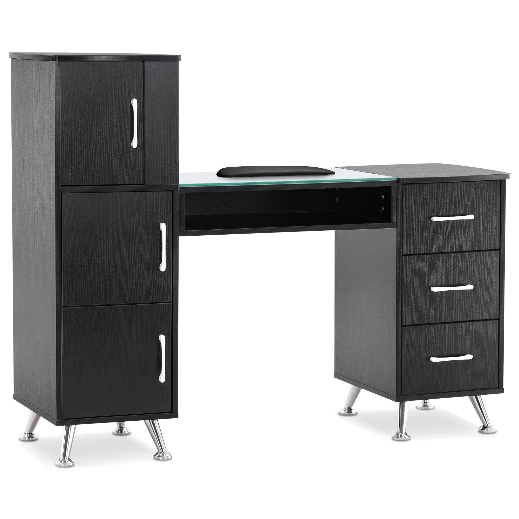 BarberPub Manicure Table, Nail Makeup Desk Salon Workstation for Storage 2611